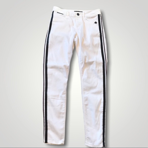 MAISON SCOTCH tuxedo stripe white skinny jeans Le Bon Vivants - Picture 3 of 10